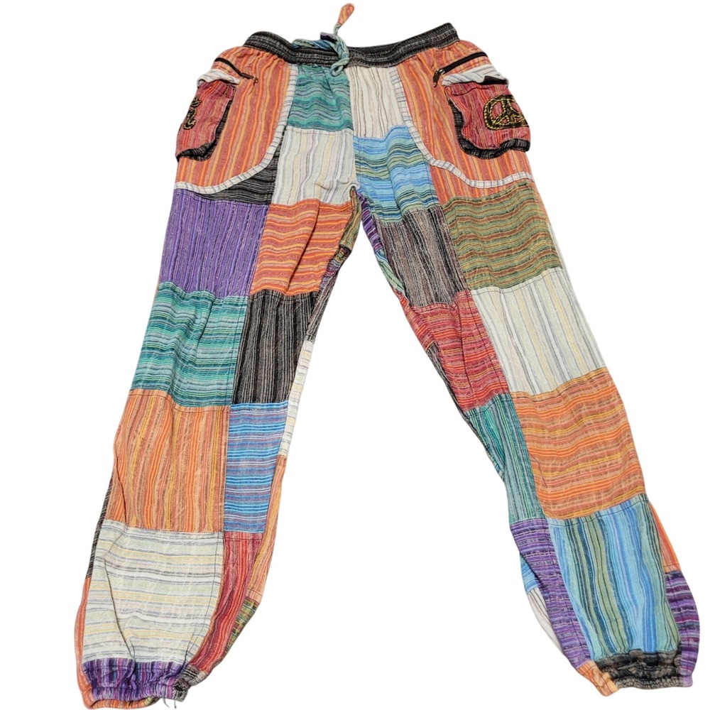 Rising international Bohemian Patchwork Harem Pants Women's M Cotton Nepal